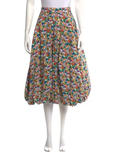 Pre-owned Tibi Floral Print Midi Length Skirt In Neutral