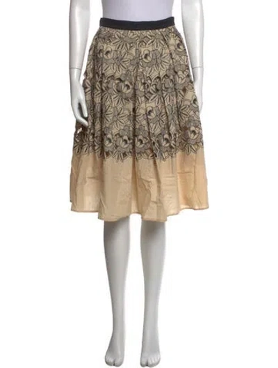 Pre-owned Tibi Floral Print Midi Length Skirt In Neutrals