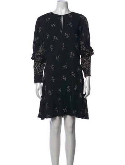 Pre-owned Tibi Floral Print Mini Dress In Black
