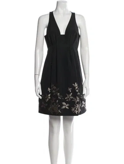 Pre-owned Tibi Floral Print Mini Dress In Black