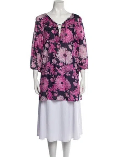 Pre-owned Tibi Floral Print Mini Dress In Blue