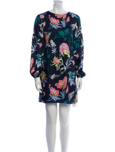 Pre-owned Tibi Floral Print Mini Dress In Blue