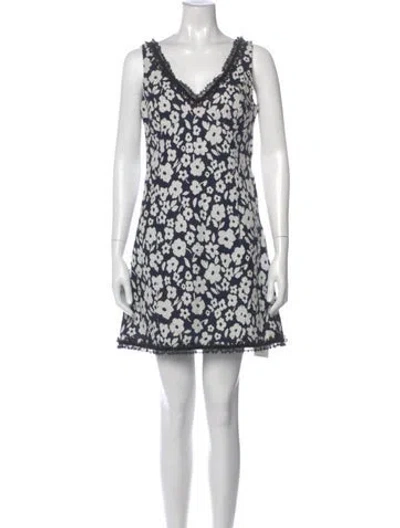 Pre-owned Tibi Floral Print Mini Dress In Blue