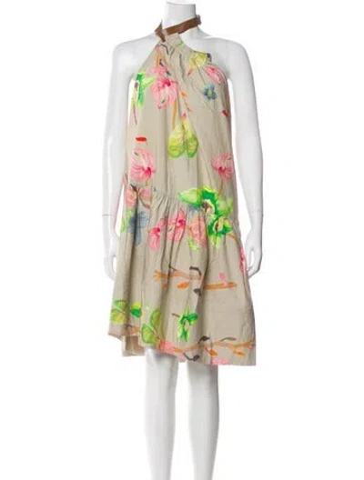 Pre-owned Tibi Floral Print Mini Dress In Neutral