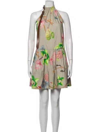 Pre-owned Tibi Floral Print Mini Dress In Neutrals