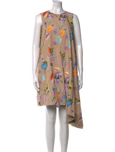 Pre-owned Tibi Floral Print Mini Dress In Neutrals
