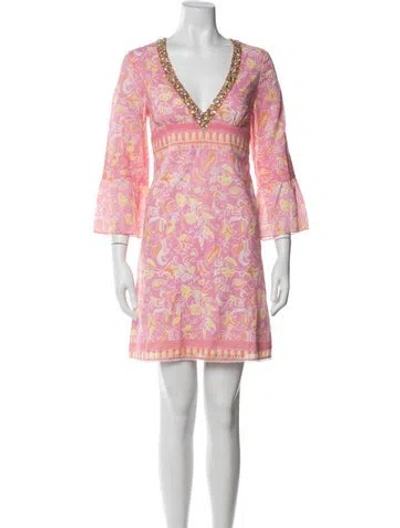 Pre-owned Tibi Floral Print Mini Dress In Pink