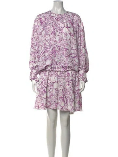 Pre-owned Tibi Floral Print Mini Dress In Purple