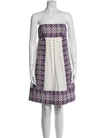 Pre-owned Tibi Floral Print Mini Dress In White
