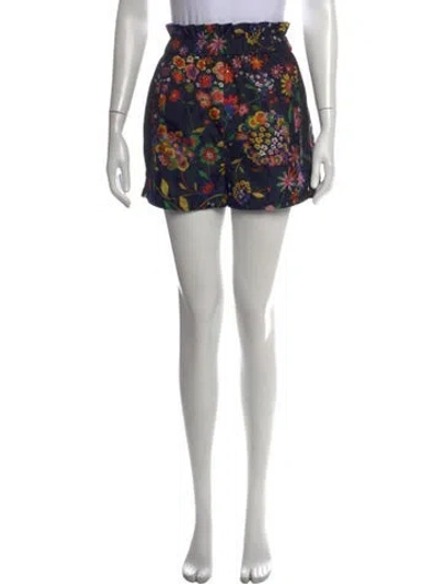Pre-owned Tibi Floral Print Mini Shorts In Black