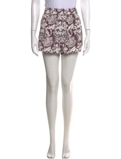 Pre-owned Tibi Floral Print Mini Shorts In Brown