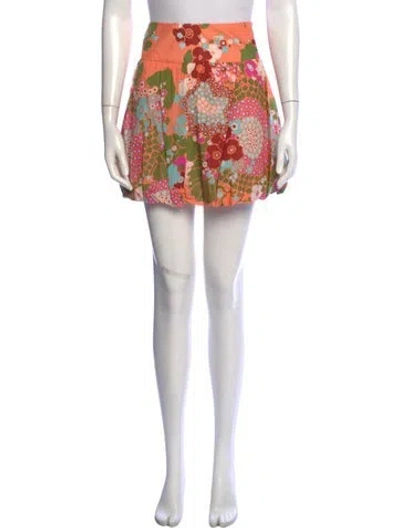 Pre-owned Tibi Floral Print Mini Skirt In Pink