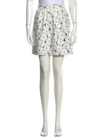 Pre-owned Tibi Floral Print Mini Skirt In White