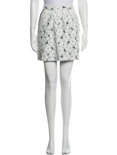 Pre-owned Tibi Floral Print Mini Skirt In White