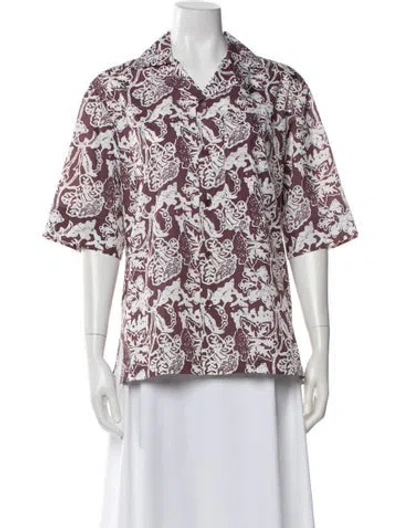Pre-owned Tibi Floral Print Short Sleeve Button-up Top W/ Tags In Brown