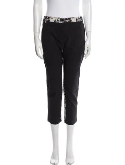 Pre-owned Tibi Floral Print Straight Leg Pants In Black