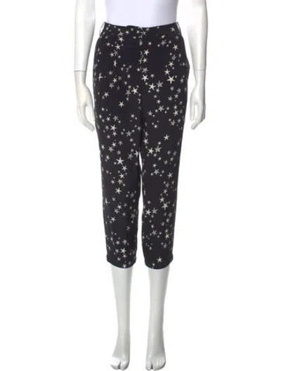 Pre-owned Tibi Floral Print Straight Leg Pants In Black