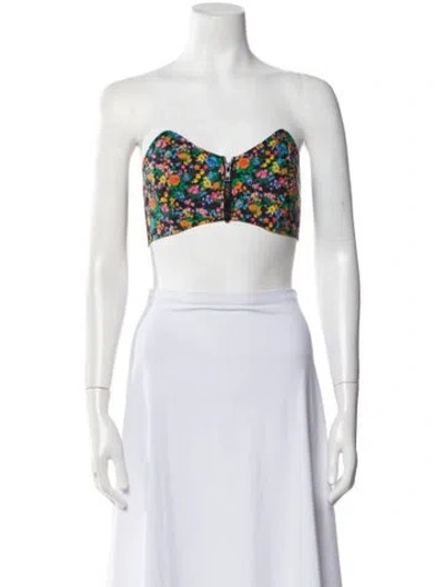 Pre-owned Tibi Floral Print Strapless Crop Top