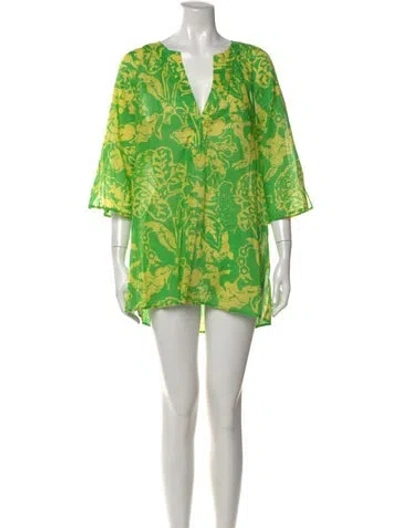 Pre-owned Tibi Floral Print V-neck Tunic In Multi