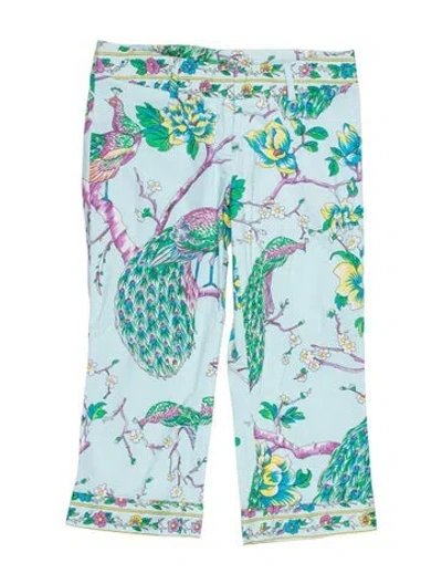 Pre-owned Tibi Floral Print Wide Leg Pants In Blue