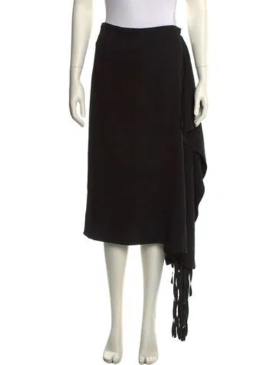 Pre-owned Tibi Fringe Trim Accent Knee-length Skirt In Black