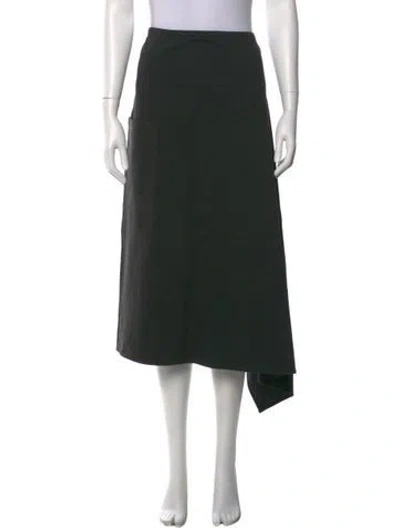 Pre-owned Tibi Fringe Trim Accent Midi Length Skirt In Black