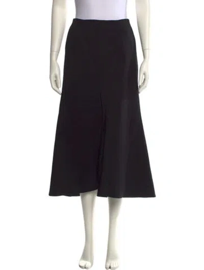 Pre-owned Tibi Fringe Trim Accent Midi Length Skirt In Black