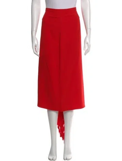Pre-owned Tibi Fringe Trim Accent Midi Length Skirt In Red
