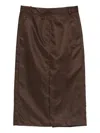 Tibi Front-vent Midi Skirt In Brown