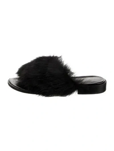 Pre-owned Tibi Fur Fur Trim Mules In Black