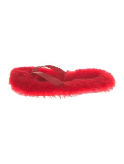 Pre-owned Tibi Fur Slides W/ Tags In Red