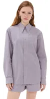 Tibi Garment Dyed Seersucker Classic Shirt Mauve Multi
