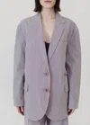 Tibi Garment Dyed Seersucker Liam Blazer In Mauve In Brown