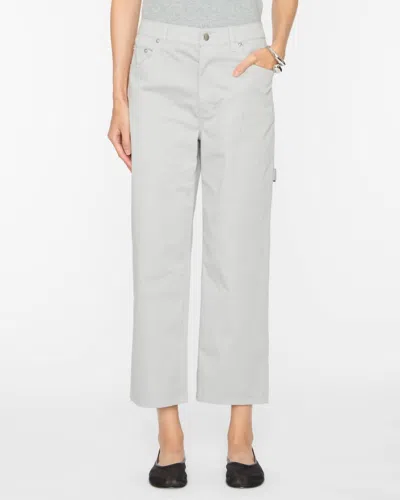Tibi Garment Dyed Silky Cotton Cropped Slouchy Cargo Jeans In Grey In Gray