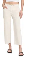 TIBI GARMENT DYED STRETCH TWILL CROPPED NEWMAN JEANS IVORY