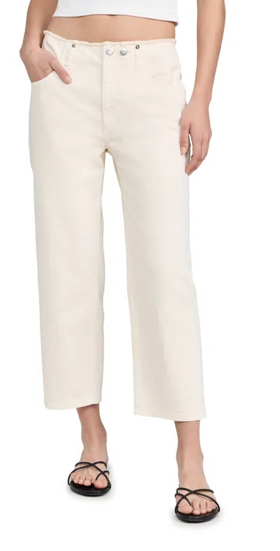 Tibi Garment Dyed Stretch Twill Cropped Newman Jeans Ivory