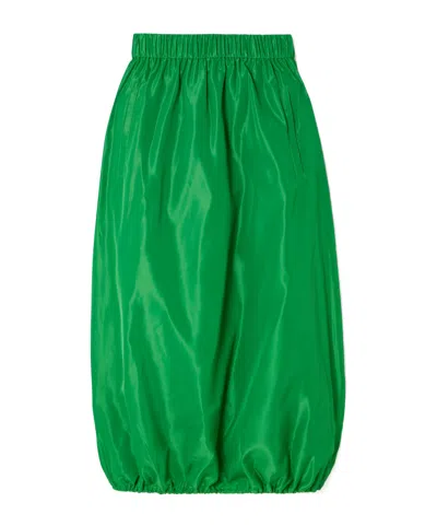 Tibi Gathered Shell Midi Skirt In Green
