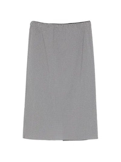 Tibi Gingham Skirt In Gray