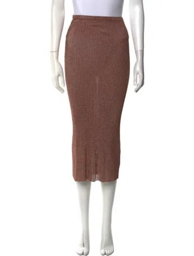 Pre-owned Tibi Glitter Accents Midi Length Skirt In Brown