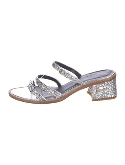 Pre-owned Tibi Glitter Sandals In Silver