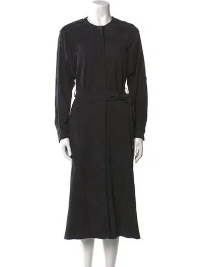 Pre-owned Tibi Goat Leather Midi Length Dress In Gray