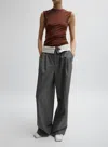 Tibi Grant Suiting Fold Over Trouser In Grey Multi