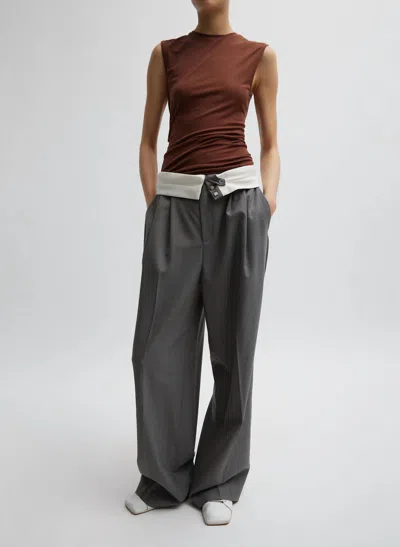 Tibi Grant Suiting Fold Over Trouser In Grey Multi