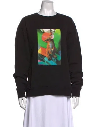 Pre-owned Tibi Graphic Print Crew Neck Sweater In Black