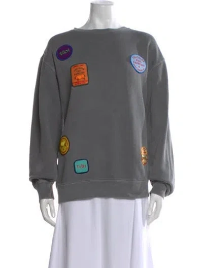Pre-owned Tibi Graphic Print Crew Neck Sweater In Gray