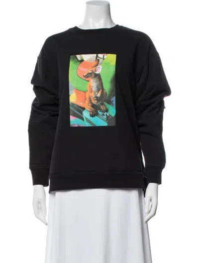 Pre-owned Tibi Graphic Print Crew Neck Sweatshirt In Black/blue