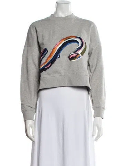 Pre-owned Tibi Graphic Print Crew Neck Sweatshirt In Blue