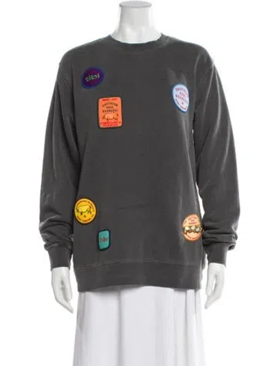 Pre-owned Tibi Graphic Print Crew Neck Sweatshirt In Gray