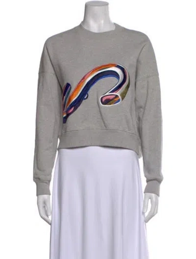 Pre-owned Tibi Graphic Print Crew Neck Sweatshirt In Gray