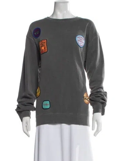 Pre-owned Tibi Graphic Print Crew Neck Sweatshirt In Grey